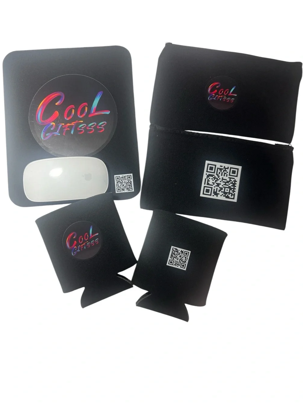 Pick 2 Customer appreciation gifts. Mouse pads, makeup bag, keychains, koozie